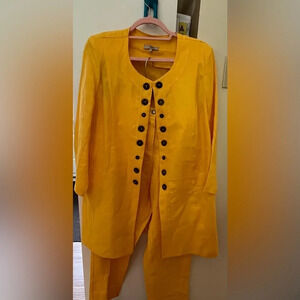 ❤️JMP vintage linen two piece women’s 18 two piece yellow round neck France